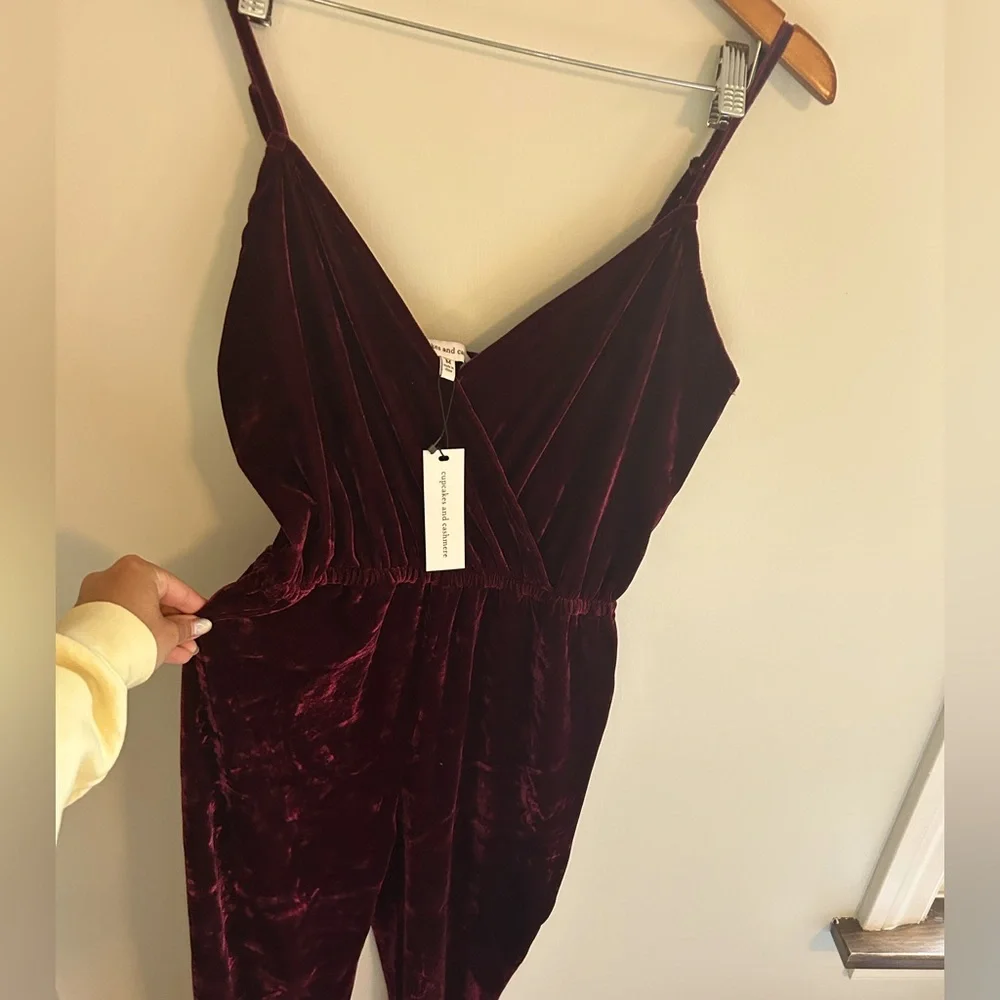 NWT cupcakes & cashmere Velvet Jumpsuit - Picture 1 of 11